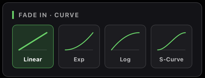 Fade-in curve picker