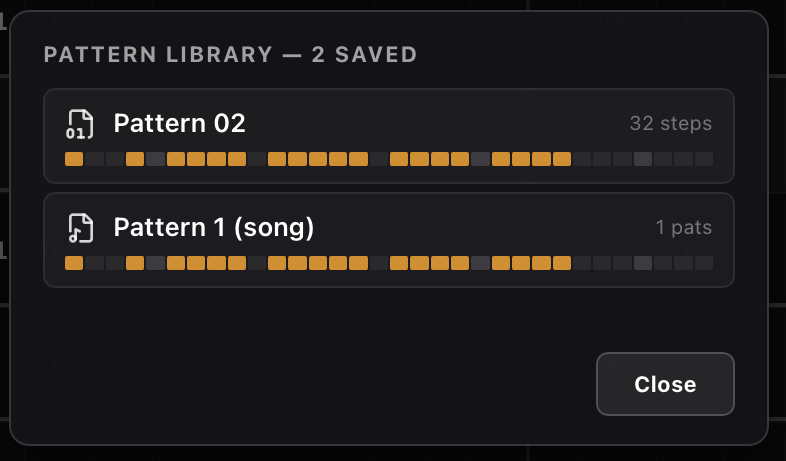 Pattern Library popup